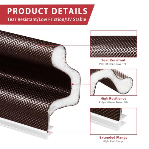 Image of 26 Feet Long Reach Weather Stripping Door Seal, V-Shaped Replacement Door Seal Strip Foam Kerf Weather Stripping for Doors Frame Card Slot Door Insulation Strip, Easy Cut to Size(Brown)