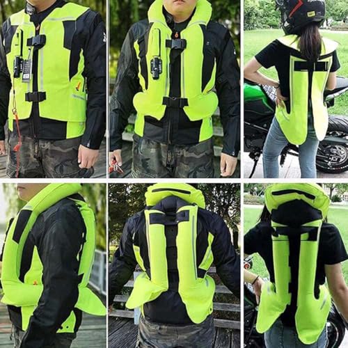 Reflektierende Motorradjacke mit Airbag, Motocross Airbag Weste für erhöhte Sicherheit, schnelles Aufblasen in 0,3 Sekunden, ideal für Fahrradwettbewerbe