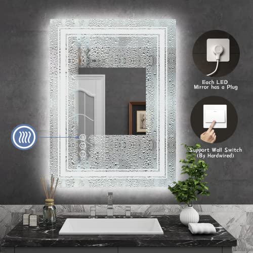 Golomo 20X28 Led Bathroom Mirror, Vanity Mirror With Lights, Backlit And Front Lit Mirror For Wall, Dimmable, Anti-Fog, Shatterpoof, Memory (Horizontal/Vertical) #TOP3