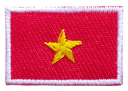 Small Vietnam Flag Country Symbol Patch National Emblem Iron On Sew On Patches Tactical Military Flags Patch Tiny Size 0.6X1.1 inches. for Cloth Uniform Hat Backpack Jacket Pants Accessories