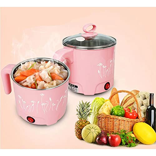 TONSYL Electric cooking pot travel,Soup Noodle Maker, electric cooker steamer boiler Rice Cooker, Food Steamer, Egg Cooker Egg Boiler, Slow Cooker with Glass Lid stainless steel student cooking pot