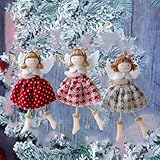 Photo Gallery volakebeing set di 3 ornamenti da appendere a forma di angelo di natale, decorazioni per albero di natale, con abiti in tessuto e bacchette dorate per decorazioni natalizie per la casa Photo Gallery volakebeing set di 3 ornamenti da appendere a forma di angelo di natale, decorazioni per albero di natale, con abiti in tessuto e bacchette dorate per decorazioni natalizie per la casa