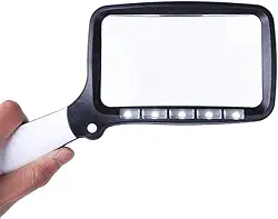 Lupa de Leitura Portátil com Luz de LED Lupa Dobrável e Lupa de Leitura Perfeita para Idosos Lendo Livros, Revistas e Jornais (sem bateria)