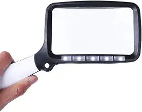 Lupa de Leitura Portátil com Luz de LED Lupa Dobrável e Lupa de Leitura Perfeita para Idosos Lendo Livros, Revistas e Jornais (sem bateria)