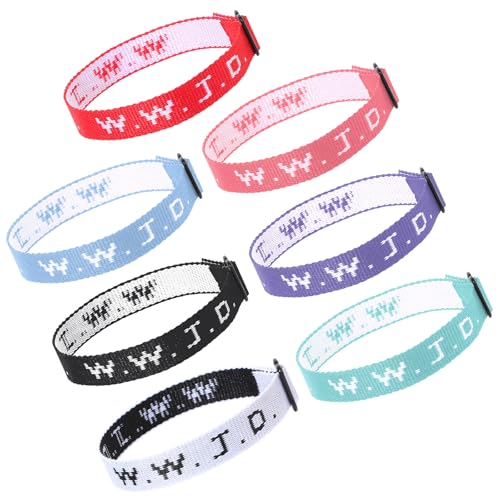 YUXIANLB - YUXIANLB Lot de 7 bracelets chrétiens de la WWJD pour homme et femme - Bracelets tissés réglables - Bracelets inspirants de la WWJD - Cadeaux chrétiens religieux pour collectes de fonds - -6%