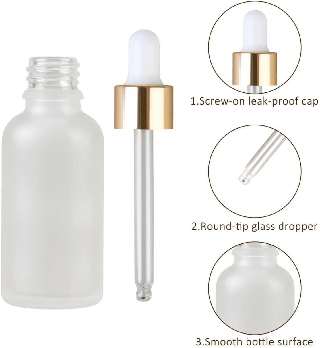 12Pack 1 oz Dropper Bottles for Essential Oils，30ml Leakproof Clear Frosted Glass Bottles Leak Proof Travel Dispenser Bottle for,tincture, Aromatherapy, Chemistry Lab Chemicals