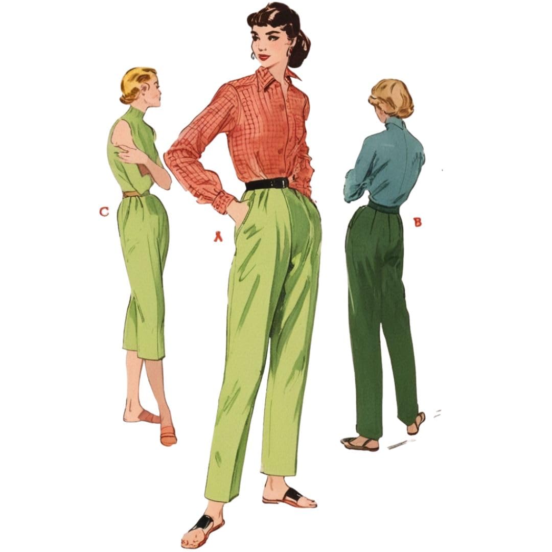 Patron De Couture Vintage Années 50 Simplicity 3223 - Pantalon, Chemise Et Shorts, Taille B30-W25