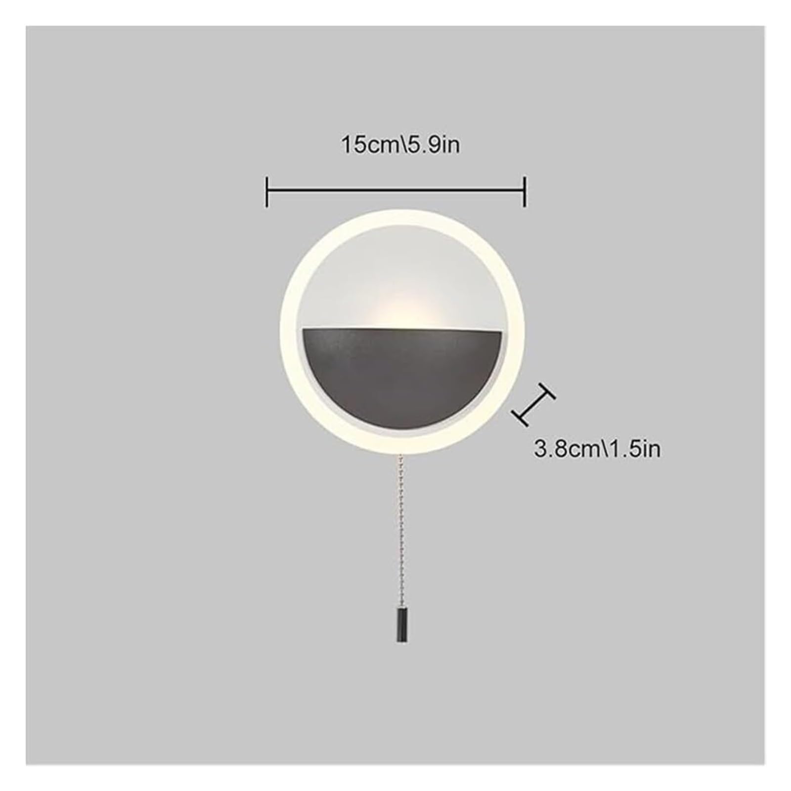Lampa ścienna wewnętrzna o minimalistycznym wzornictwie, prosta okrągła lampa ścienna z przełącznikiem łańcuchowym, do sypialni, jadalni, salonu, korytarza na zewnątrz