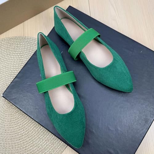 WENJIAZHIZHI Women's Pointed Toe Ballet Flats Bride Dress Flat Shoes Soft Ankle Strap Flats Lightweight Office Shoes2