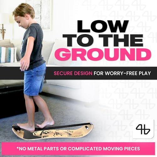 Image of Balance Board for Kids - Slackline Wooden Wobble Board | Balance Trainer for Coordination, Training for Skateboard, Snowboard, Football, Soccer, Baseball, Basketball