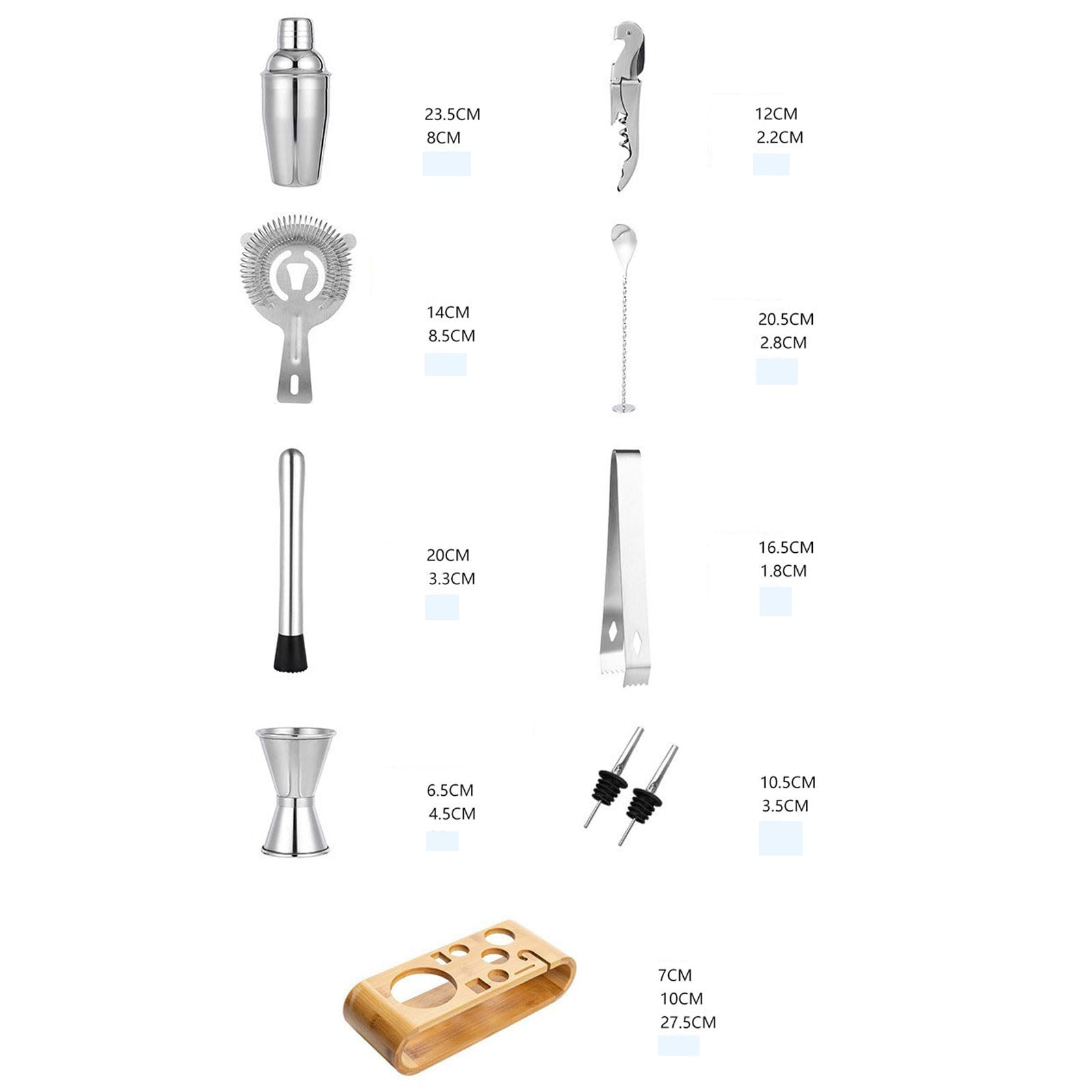 Coctelera para Cócteles Kit 10 piezas juego de barman Con Soporte Profesional Barman Herramientas con Mortero de Cóctel accesorios de bar set de regalo para Mezclar Bebidas,Barra,hogar,Fiestas