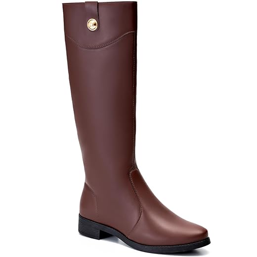 Bota Feminina Lumiss Montaria Rasteira Cano Alto Bico Redondo