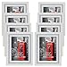 PETAFLOP 4x6 Picture Frame Set White 4 x 6 Wall Mount Picture Frame Set with Mat, 8 Pieces
