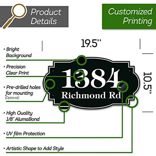 House Address Sign, House Address Plaque, Indoor/Outdoor Use, 11x20 Inch, 22 Colors, Reflective Option, USA Made by My Sign Center (Victorian - Large)