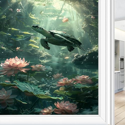 Vinilo decorativo para ventana privacidad Lotus Sea Turtle 27.6x39.4 in miniatura 1