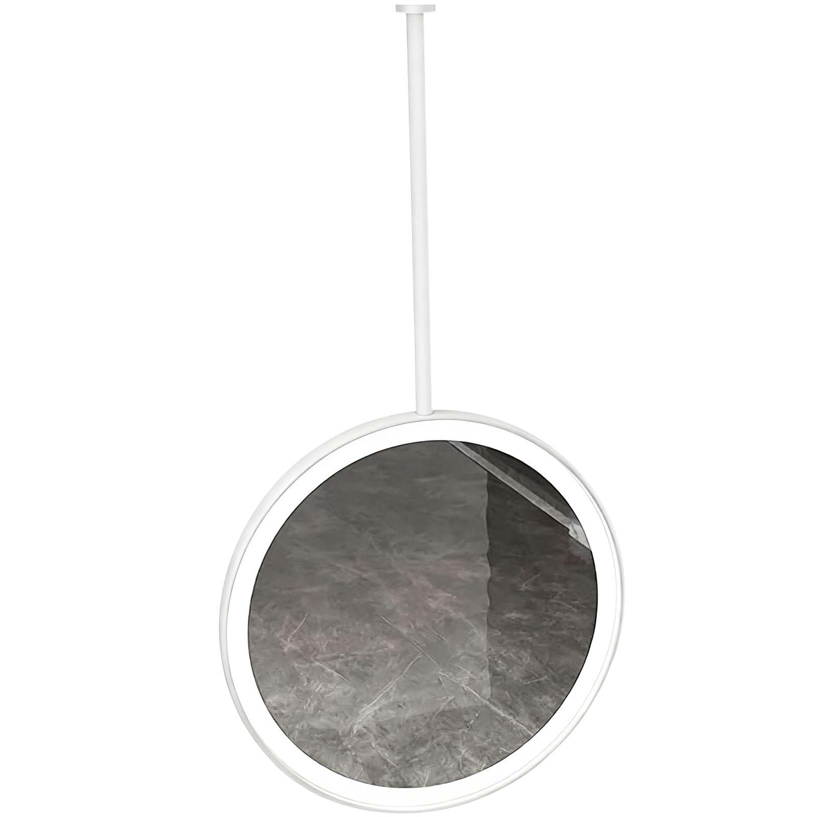 FGXHHS Decorative Round Hanging Mirrors, Smart LED Vanity Mirror with Metal Framed Wall Mounted for Bathroom Washroom Shaving Makeup Living Room Office(White,Diameter-50CM/19.7INCH)