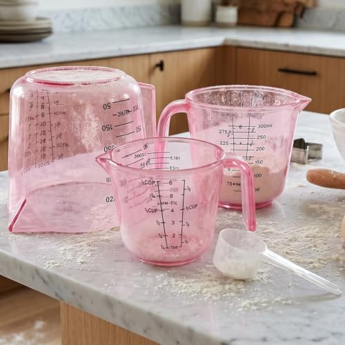 Set de 4 vasos medidores plásticos para cocina miniatura 1
