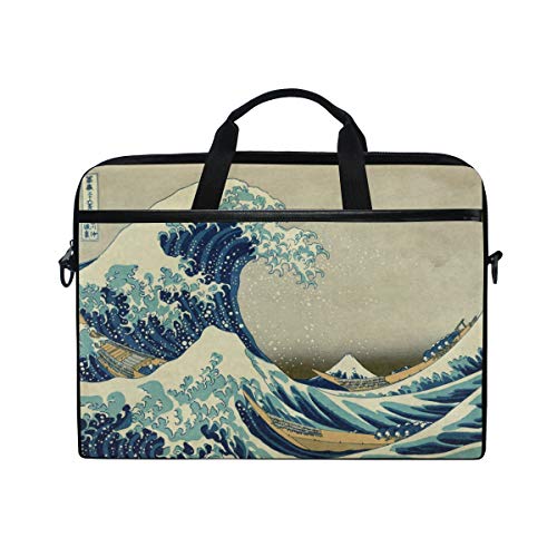 UOOYA おしゃれ ノートパソコンケース 神奈川沖浪裏 浮世絵 PCバッグ 軽量 ラップトップ スリーブ バッグ 通勤 通学 コンピューターバッグ 13.3-15 インチ 薄型 ノートパソコン/MacBook Pro/MacBook Air用