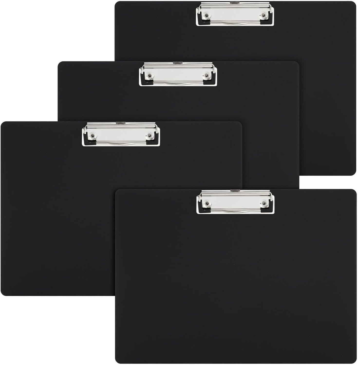 4Pack Horizontal Clipboards with Low Profile Clip 12.4x8.9, Black