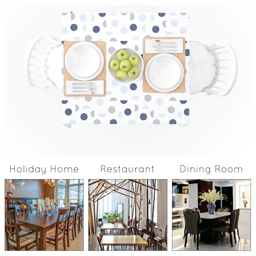 Image of Encasa XO Dining Table Cover Cloth for 4 Seater (57 inchx57 inch) | Cotton Square Dining Table Cloth - Machine Washable Rectangle Tablecover for Wedding, Party, Buffet - Blue Moon