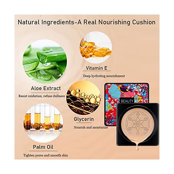 Air-Cushion-CC-Cream-BB-Cream-Mushroom-Head-Face-Moisturizing-Foundation-Matte-Long-Lasting-Concealer-Oil-Control-Easy-to-Apply-Natural-Color CC Cream Foundation,Mushroom Head Air Cushion CC Cream,Concealer Moisturizing BB Cream Foundation,Matte Long Lasting Concealer Nude Face Makeup Cushion Foundation Cosmetic (Natural)
