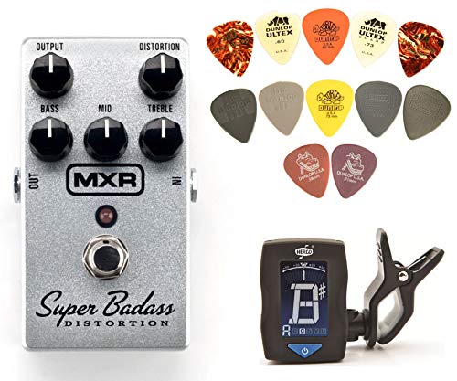 MXR M75 Super Badass Distortion Effects Pedal Bundle w/ Chromatic Clip-On Tuner