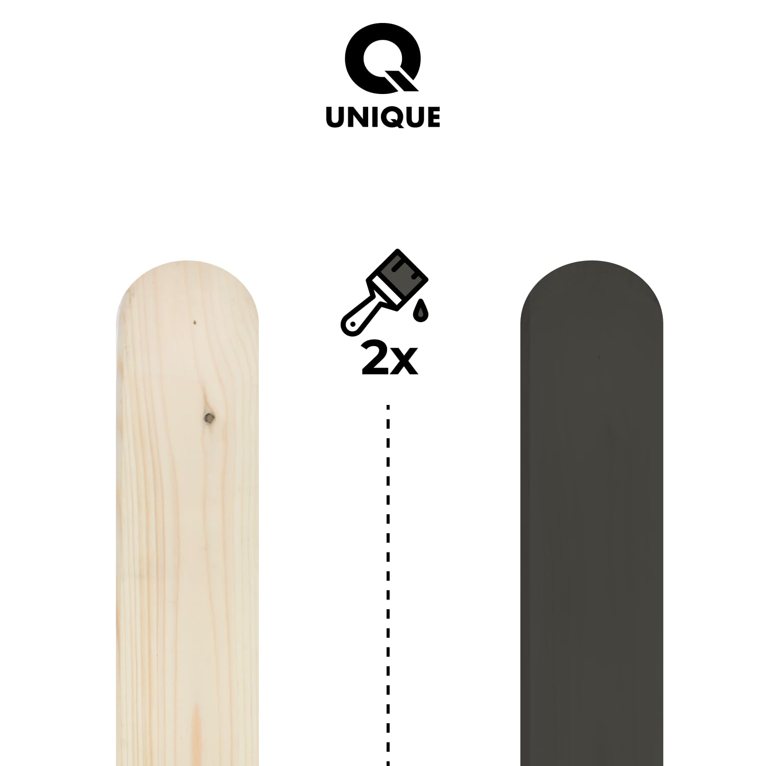 Q UNIQUE Deckende Holzfarbe Innen & Außen – Wasserbasierte Wetterschutzfarbe für Holz, MDF, HDF & OSB – UV-beständig, wetterfest – Für Gartenmöbel & Holzzaun – Hochglanz, Satin, Halbmatt