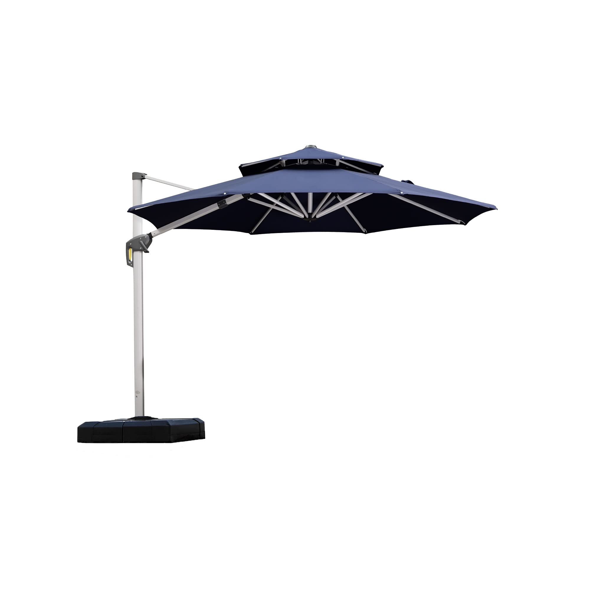 PURPLE LEAF 10 Feet Patio Umbrella Outdoor Round Umbrella Large Cantilever Umbrella Windproof Offset Heavy Duty Sun for Garden Deck Pool Patio, Navy Blue