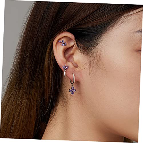Boucles d'oreilles branche violette en argent hypoallergénique