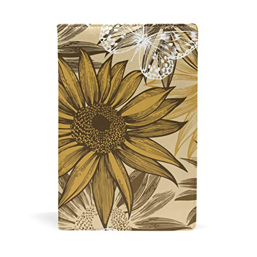 EZIOLY - Funda para libros de texto con diseño de girasoles y flores, se adapta a la mayoría de libros de texto de tapa dura de hasta 8,7 x 5,8 pulgadas Fácil de aplicar. Lavado y reutilizable