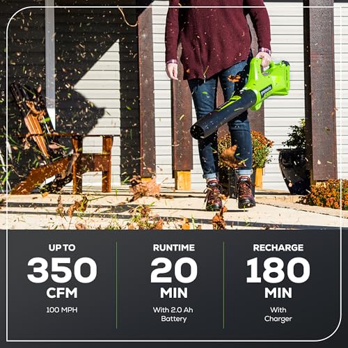 Image of Greenworks 40V Cordless Yard Tool Combo Kit with 2.0Ah Battery & Charger - 13 inch Auto Feed String Trimmer and 350 CFM Leaf Blower, Includes 3 Bonus Spools