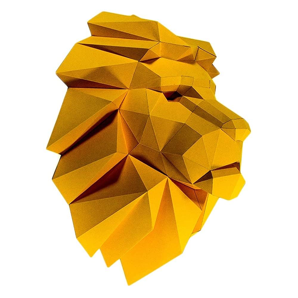 YAIUNHIQ 3D Paper Animals, DIY Papercraft, Lion Head 3D Origami Wall Decoration, Handmade Embellishment Birthday Gift