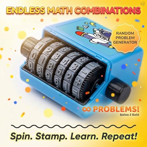Image of Drumstone Math Roller Stamp for Kids Learning, Addition & Subtraction Practice Stamp Roller for Number Writing, Preschool Math Practice Tool for Home & Classroom Study