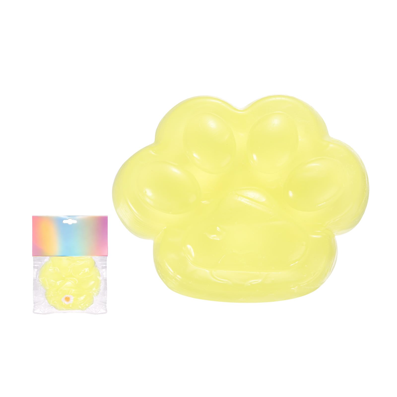 sourcing map 4.7 Inch Cat Paw Squeeze Toy, Cute Cat Paw Sensory Toy Soft Funny Fidget Toy Perfect for Stress Relieving, Party Favors & Birthday Gifts (Light Yellow) â image 1