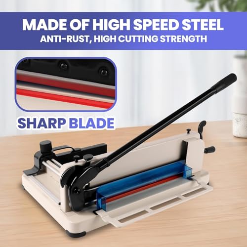 Taglierina professionale a ghigliottina in metallo resistente con blocco lama e pressa per carta, taglierina manuale da scrivania per ufficio, scuola, scrapbooking e taglio foto