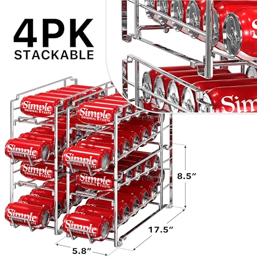 Simple-Houseware-4-Pack-Soda-Can-Stackable-Rack-Dispenser-Organizer-Chrome-for-PantryRefrigerator