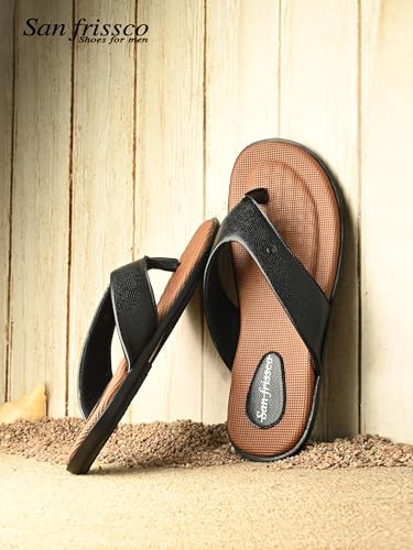 Image of San Frissco Men's Sandal Summer Chappal with Sturdy Grip | Ultra Soft Lightweight Durable Chappal for Outdoor Use | Festive Ethnic Wedding Slip on Slippers for Men