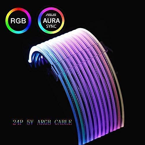 Miniatura 8 de Cable PSU ARGB Kit de cable de extensión con funda de fuente de alimentación personalizada trenzada con controlador RGB para funda de juegos de