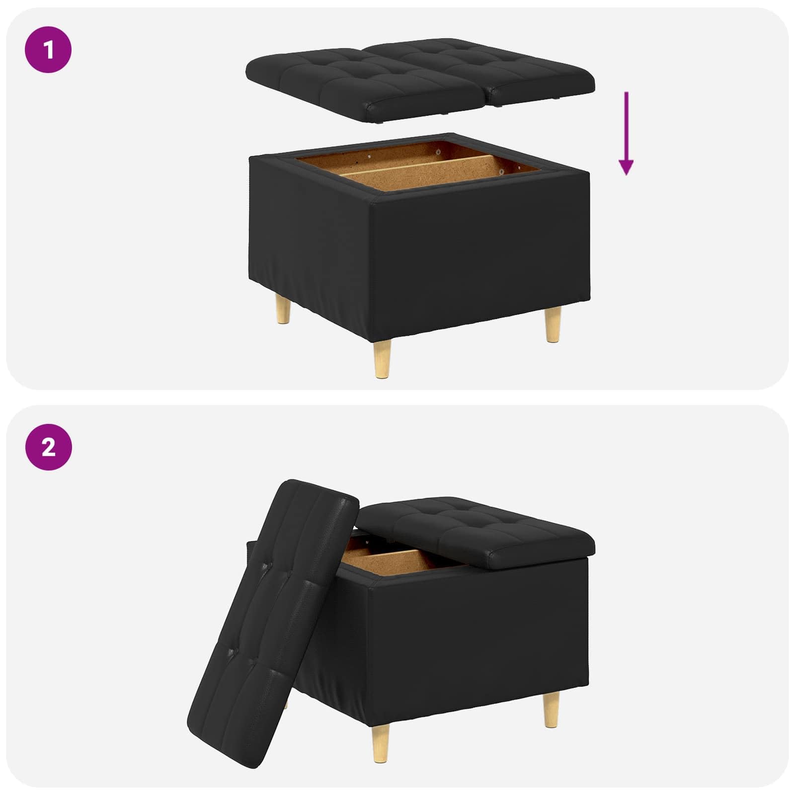 Mangloder - Sottomano portaoggetti, in ecopelle, 60 x 60 x 45 cm, con vano portaoggetti, imbottito e robusto, per soggiorno, camera da letto, corridoio, versatile come sgabello o poggiapiedi