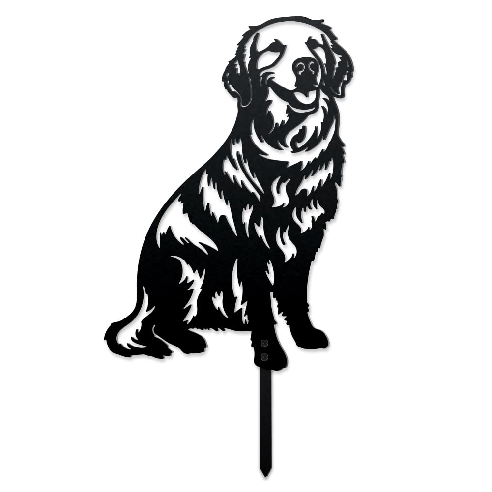 WADORN Piquet Décoratif en Métal de Chien - Statue d'Extérieur Jardin Golden Retriever Silhouette - Art en Métal Ornement Cadeau pour Pelouse, Cour et Patio