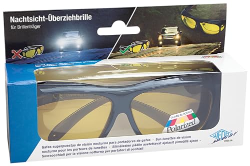 WEDO Nachtsicht-Brille zum Überziehen – Gelb getönte, polarisierende Gläser für Autofahrer, blendfrei & normgerecht (ISO), kompatibel mit Korrektionsbrille