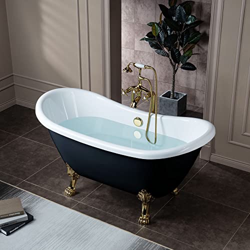 Woodbridge Bta1842-Pg-Feet Drain+Pg-Faucet Bathtub, Polished Gold #TOP2