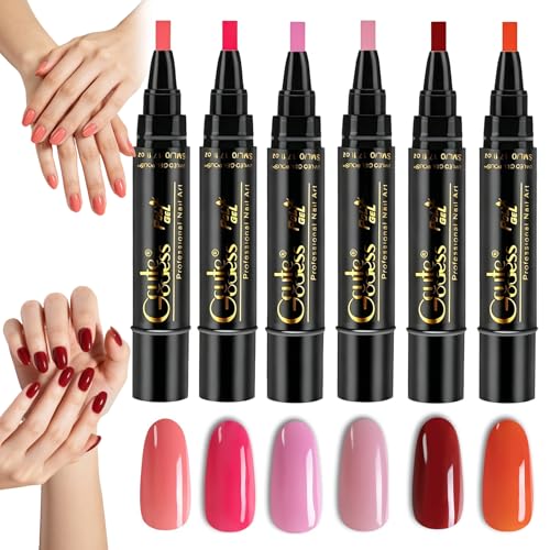 Nagellack Stift 6 Farben Nagellackstifte für Nägel Stifte UV Gel 3D Pen Nagellack-Nagelkunststift 3 In 1 Nagelkunst-Stifte
