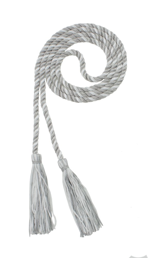 Tassel Depot Graduation Honor Cord - Gray/White - Every School Color Available - Made In Usa