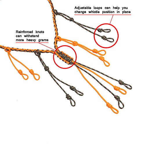 PSKOOK Duck Call Lanyard Paracord Hunting Goose Calls 12 Adjustable Loops Outdoor Predator Gear for Pheasant Waterfowl Hand Braided Necklace (Orange) - Thumbnail 5
