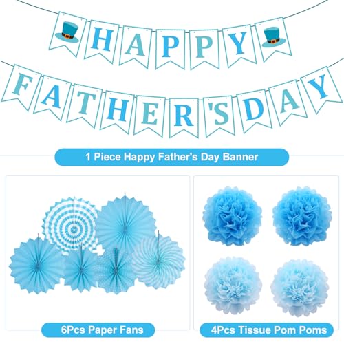 Image of Happy Father's Day Decorations Banner and Paper Fans Kits for Party Supplies, Dad Fathers Day Party Theme Event Celebration