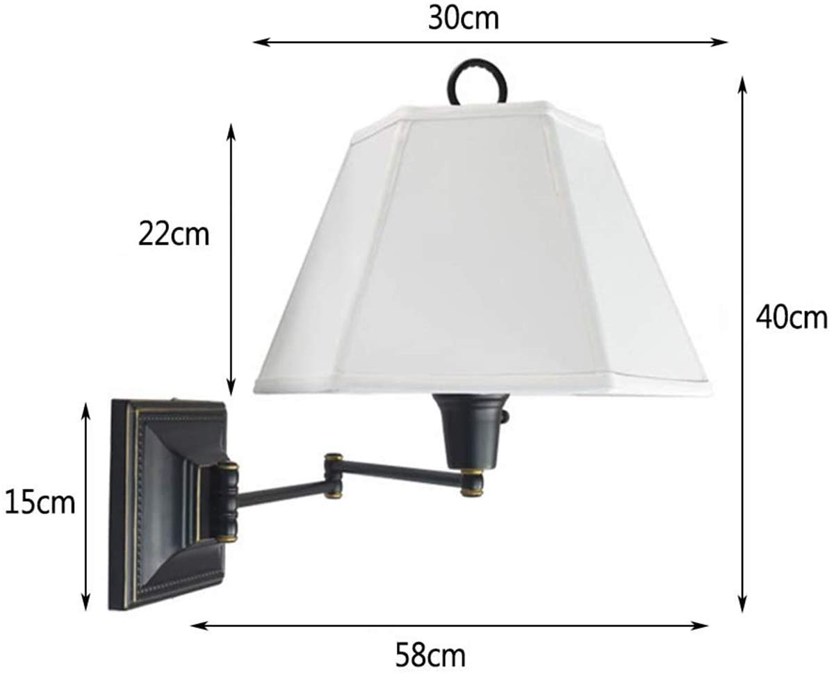 مصابيح جدارية سرير كلاسيكي خفيف مرن يتأرجح ذراع داخلي غرفة نوم مصباح قماش عاكس الضوء أسود معدني على الجدار مصباح السرير e27 مقبس لغرفة المعيشة فندق مقهى المطبخ اللمبة amazon ae