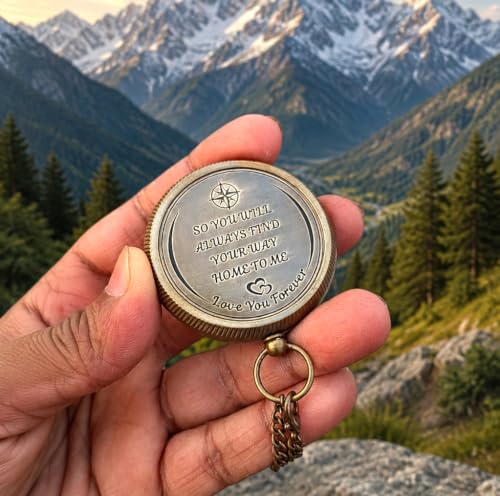 Brújula Personalizada en Latón - Regalo de Lujo con Mensaje Grabado, 2 pulgadas miniatura 2