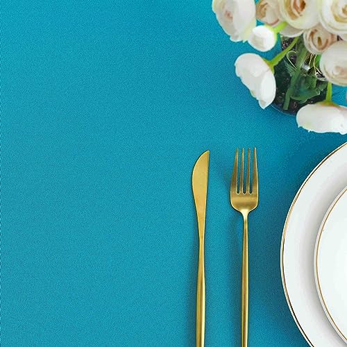 Image of FOLINS&HOME Teal Rectangle Tablecloth, 90 x 132 Inch Waterproof Table Cloth