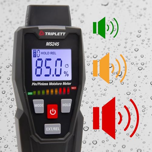 Image of Triplett MS245 Pin /Pinless Moisture Meter for Wood and Building Materials with Audible Indicator